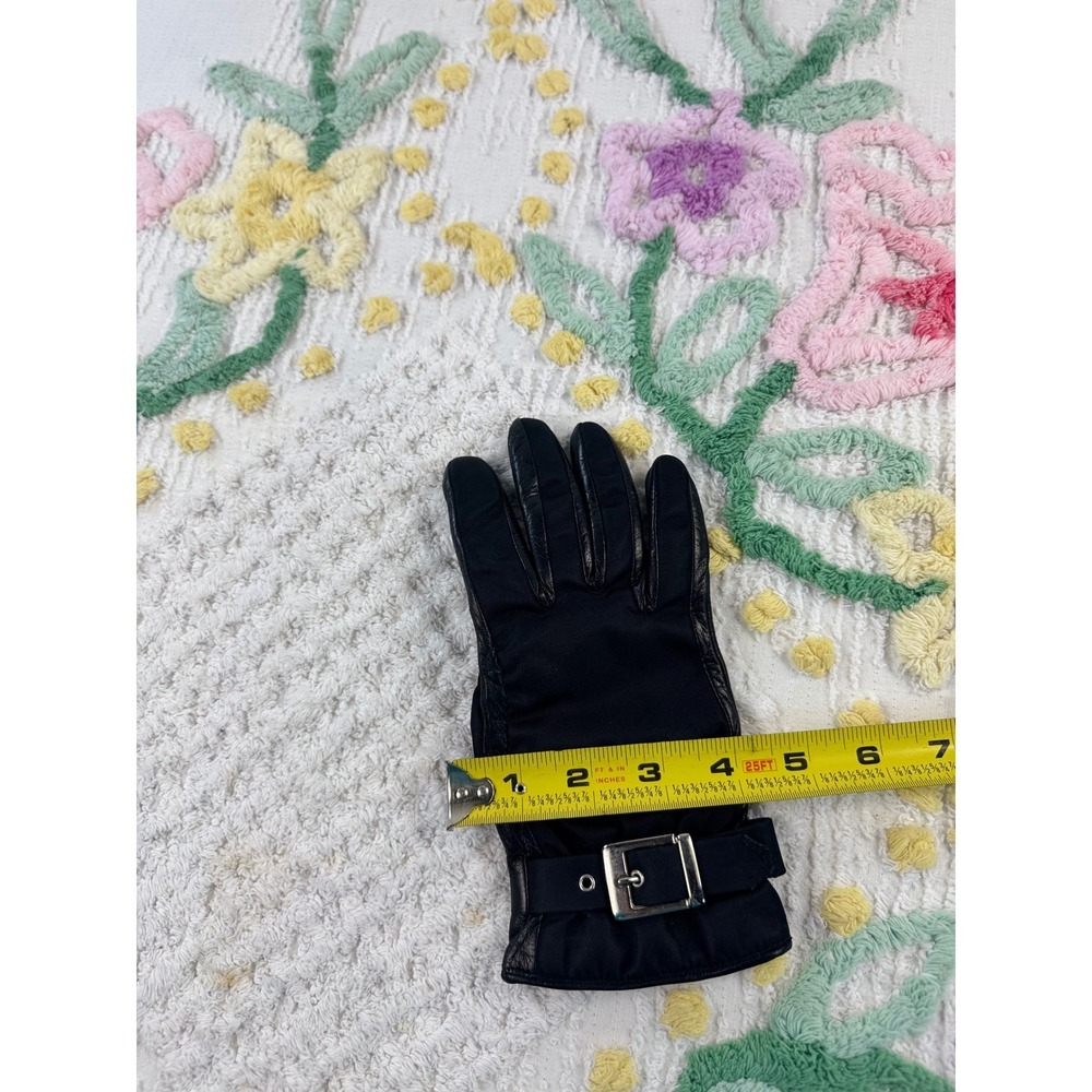 Luxury Italian Leather Cashmere Lined‎ Gloves Black Size 6 1/2 Buckle Accent - Picture 5 of 5